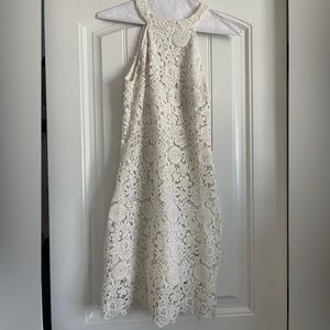 White Lace Halter Mini Dress